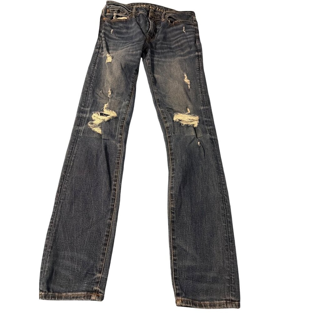 American Eagle Airflex+ Distressed Skinny Jeans Mens Size 32 x 36